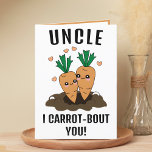 Cute Funny Carrot Pun farbror Grattis på födelseda Tack Kort<br><div class="desc">Tittar du ett unikt sätt att uttrycka kärlek och humor? Vårt roliga hälsningskort för moroten är perfektens val på hans födelsedag! Anpassa den genom att lägga till ditt eget personliga meddelande.</div>