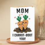 Cute Funny Carrot Pun Mamma Grattis på födelsedage Tack Kort<br><div class="desc">Tittar du ett unikt sätt att uttrycka kärlek och humor? Vårt roliga hälsningskort för moroten är perfektens val för mamma på Mors dag eller en födelsedag! Anpassa den genom att lägga till ditt eget personliga meddelande.</div>