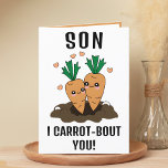 Cute Funny Carrot Pun Son Grattis på födelsedagen Tack Kort<br><div class="desc">Tittar du ett unikt sätt att uttrycka kärlek och humor för ditt barn? Vårt roliga hälsningskort för moroten är perfektens val för din son på hans födelsedag! Anpassa den genom att lägga till ditt eget personliga meddelande.</div>