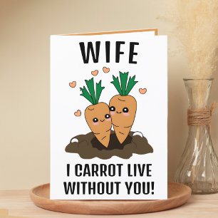 Cute Funny Carrot Pun Wife Grattis på födelsedagen Tack Kort