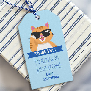Cute Funny Cat Child's Birthday Tack Presentetikett
