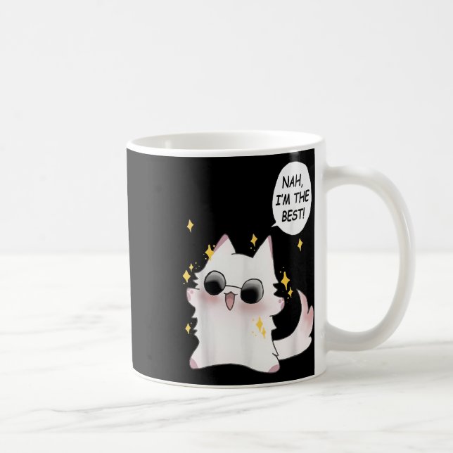 Cute Funny Cat Funny Anime Meme Nej, det bästa går Kaffemugg (Höger)