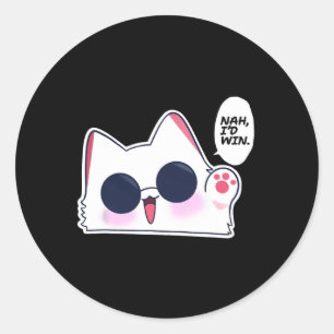 Cute Funny Cat Funny Anime Meme Nej, jag skulle Wi Runt Klistermärke