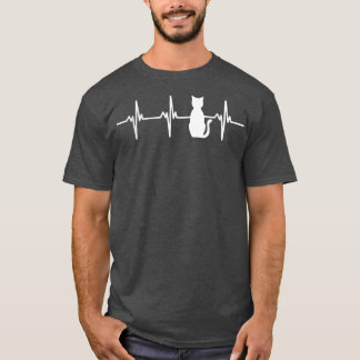 Cute Funny Cat Heartbeat Silhouette Design for Cat T Shirt