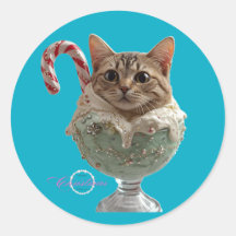Cute & FUNNY Cat Ice Cream Helgdag Sticker