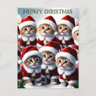 Cute Funny Cat Kitten Meowy jul Vykort