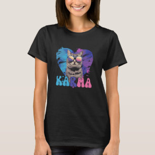 Cute Funny Cat Lover Heart Shape Karma Vapor Wave T Shirt