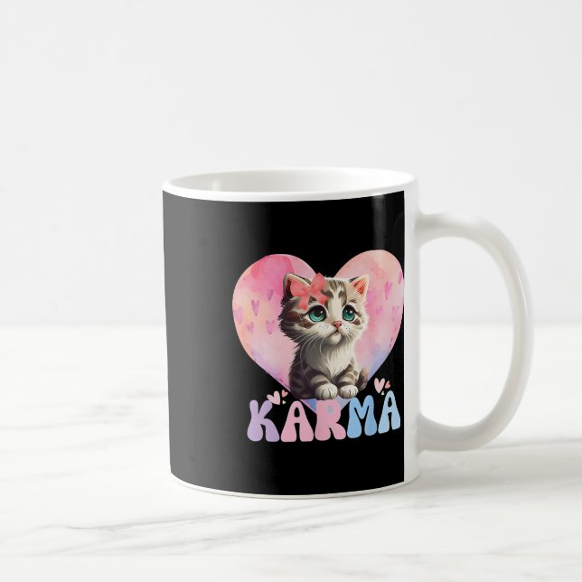 Cute Funny Cat Lover Heart Shape Women Manar Karma Kaffemugg (Höger)