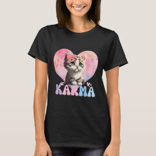 Cute Funny Cat Lover Heart Shape Women Manar Karma T Shirt