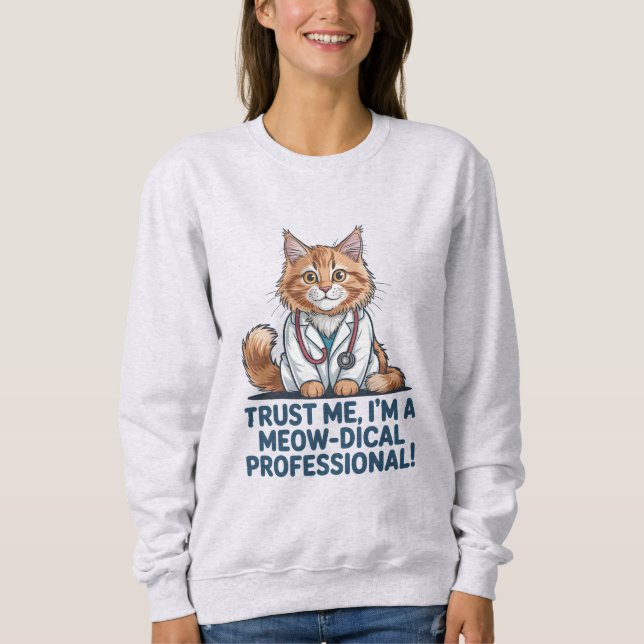 Cute Funny Cat Medical Pun Illustration T Shirt (Framsida)