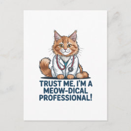 Cute Funny Cat Medical Pun Illustration Vykort