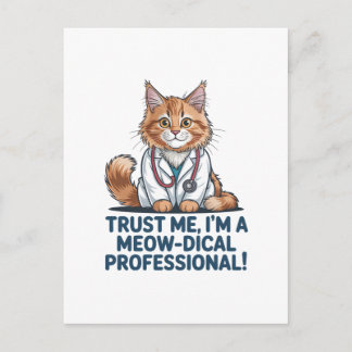 Cute Funny Cat Medical Pun Illustration Vykort
