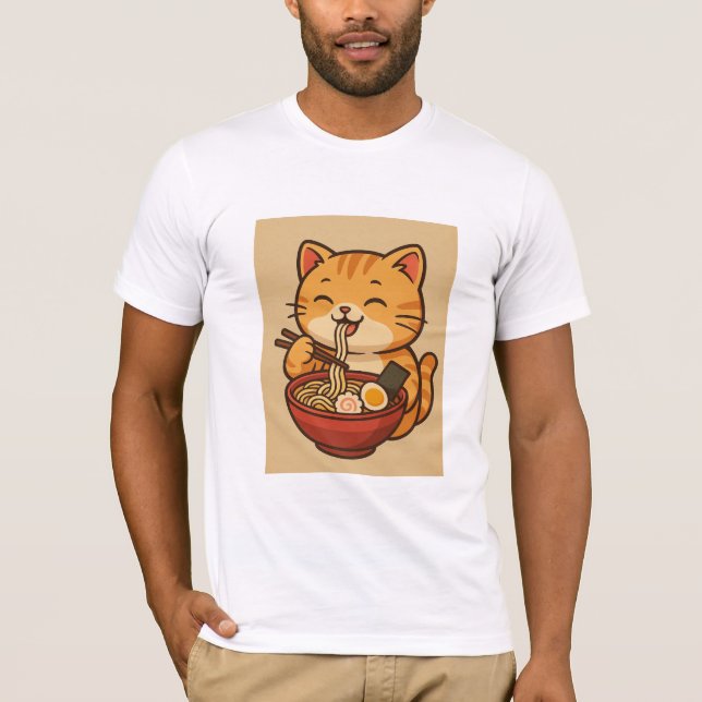Cute Funny Cat Ramen | Graphic Tee (Framsida)
