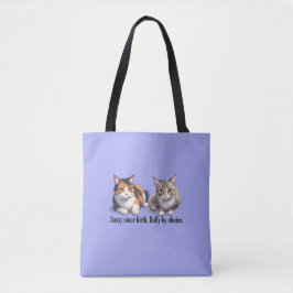 Cute Funny Cat Theme Light Blue Tote Tygkasse