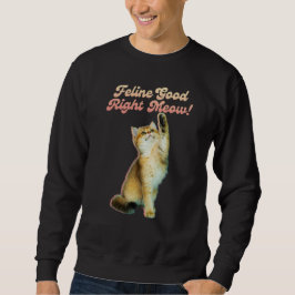 Cute Funny Cat Typography med lekkattunge Lång Ärmad Tröja