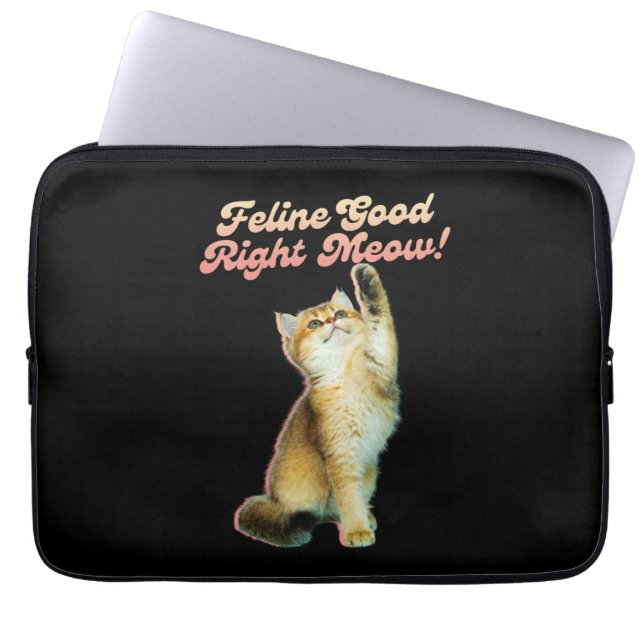 Cute Funny Cat Typography med lekkattunge Laptop Fodral (Framsidan)