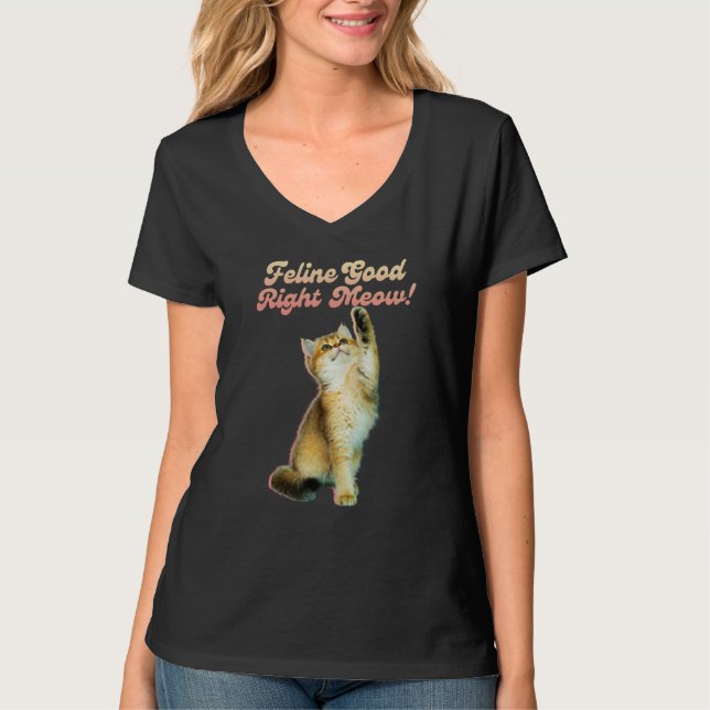 Cute Funny Cat Typography med lekkattunge T Shirt (Framsida)
