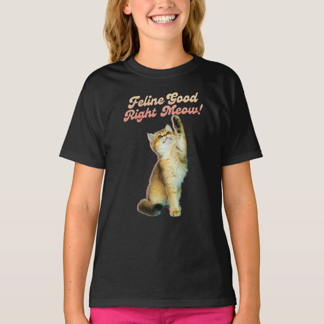 Cute Funny Cat Typography med lekkattunge T Shirt (Framsida)