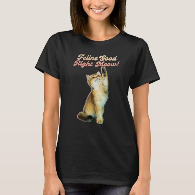Cute Funny Cat Typography med lekkattunge T Shirt (Framsida)