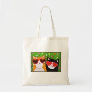 Cute Funny Cats med Hjärtglaserad katthundgåva Tygkasse