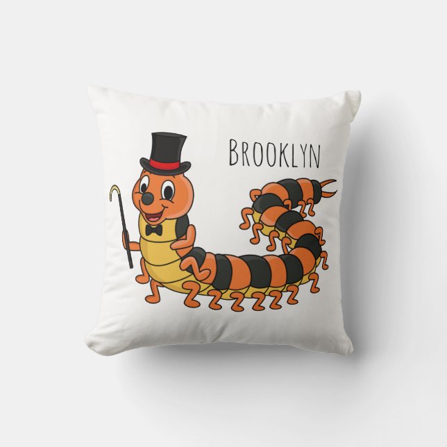 Cute funny centipede cartoon illustration  kudde (Framsida)