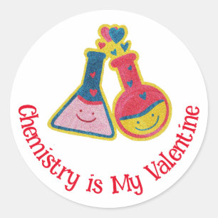Cute Funny Chemist Valentine Day Chemistry Class Runt Klistermärke