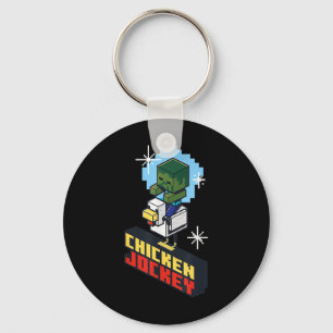 Cute Funny Chicken Jockey Pixel Graphic Riding Gam Nyckelring