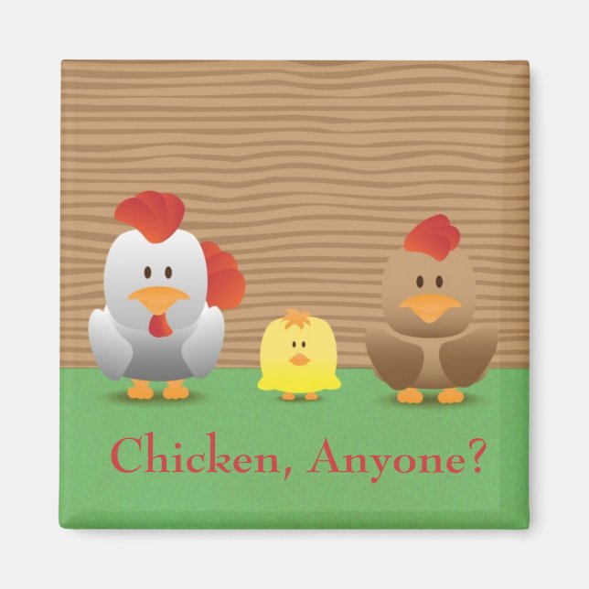 Cute Funny Chickens Tecknad Fridge Magnet (Framsidan)