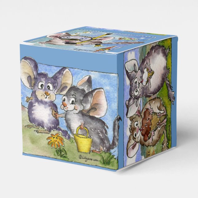 Cute Funny Chinchillas 6 Tecknader Papper Box Presentaskar (Framsidan Sidan)
