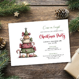 Cute Funny Christmas Tree Cartoon Party Invitation Inbjudningar