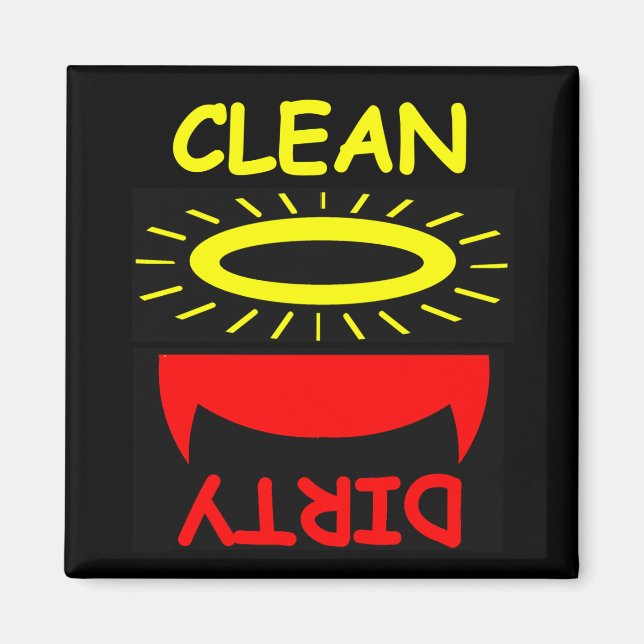 Cute Funny Clean Dirty Dishwasher Magnet (Framsidan)