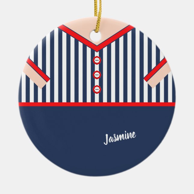 Cute Funny Clown Kostym Caricature Personlig Julgransprydnad Keramik (Framsidan)