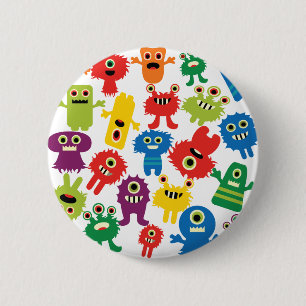 Cute Funny Colorful Monsters Mönster Knapp