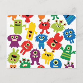 Cute Funny Colorful Monsters Mönster Vykort