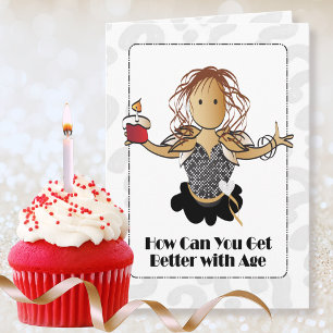 Cute Funny Complimentary Sweet Tecknad Birthday Kort