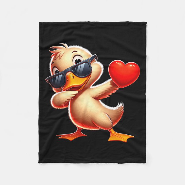 Cute Funny Cool Duck Dabbing Heart Valentines Day  Fleecefilt (Framsidan)