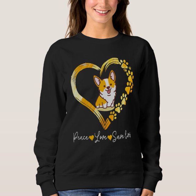 Cute Funny Corgi med hjärtklappande Spara Lives T Shirt (Framsida)