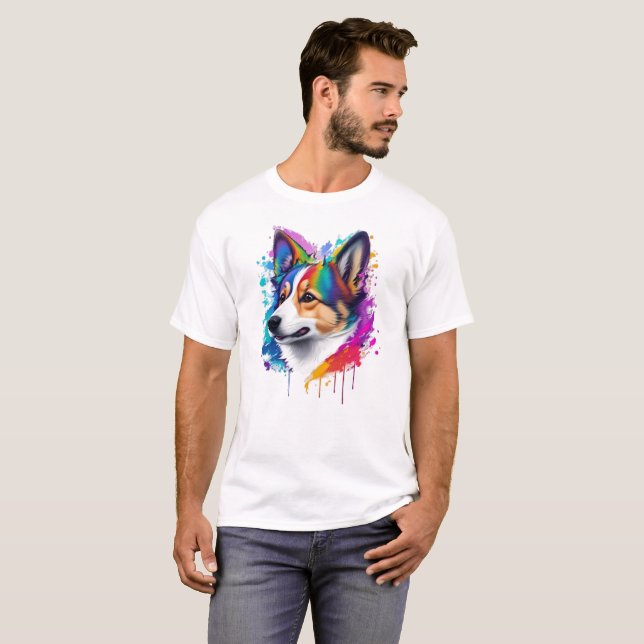 Cute Funny Corgi-regnbågsfärg T Shirt (Hel framsida)
