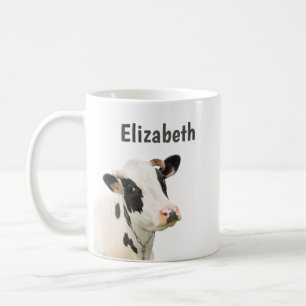 Cute Funny Cow Personlig Namn Kaffemugg