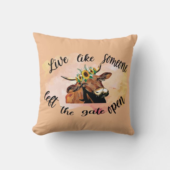 Cute Funny Cow Quote Beige Kudde (Framsida)