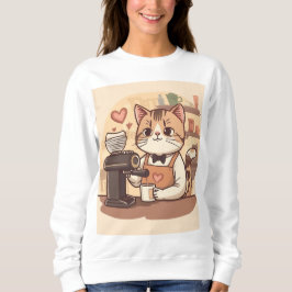 Cute Funny Cozy Barista Cat Sweatshirt T Shirt