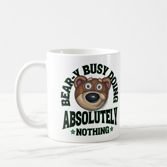 Cute Funny Cudely Tecknad Bear Kaffemugg (Vänster)