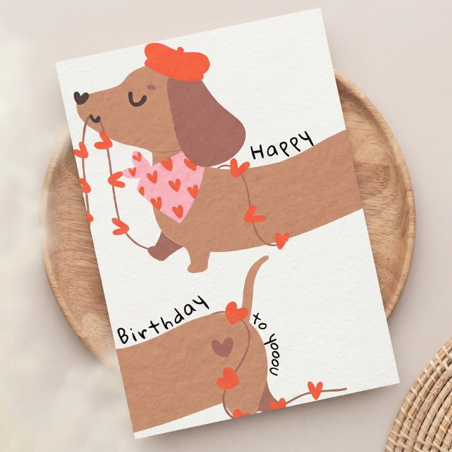 Cute Funny Dachshund Birthday Card Dog Lovers Julkort (Skapare uppladdad)