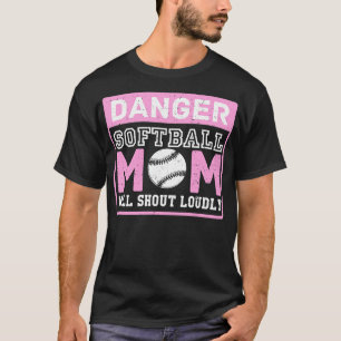 Cute Funny Danger Softball Mamma kommer att slå hö T Shirt