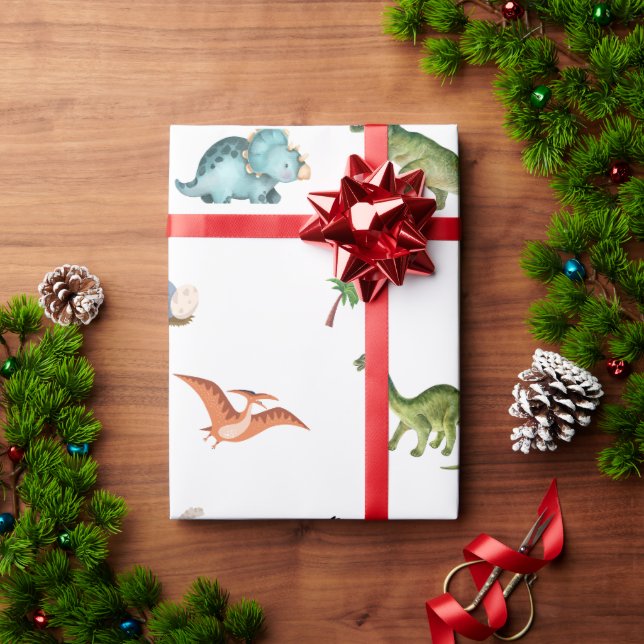 Cute Funny Dinosaur Birthday Party Wrapping Paper Presentpapper (Julgåva)