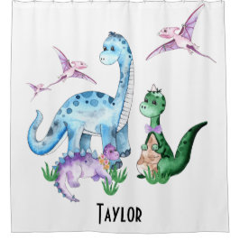 Cute Funny Dinosaurs Blue Lila Grönt Kids Namn