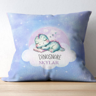 Cute Funny Dinosnore Personlig Namn Kids Kudde