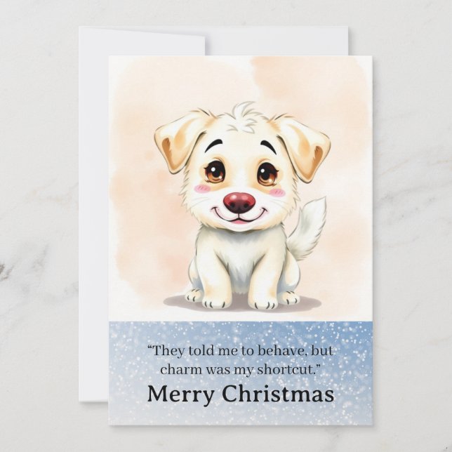 Cute Funny Dog Christmas Card Julkort (Framsida)