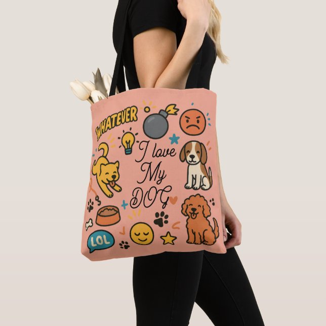 Cute Funny Dog Lover Tote Bag Tygkasse (Närbild)