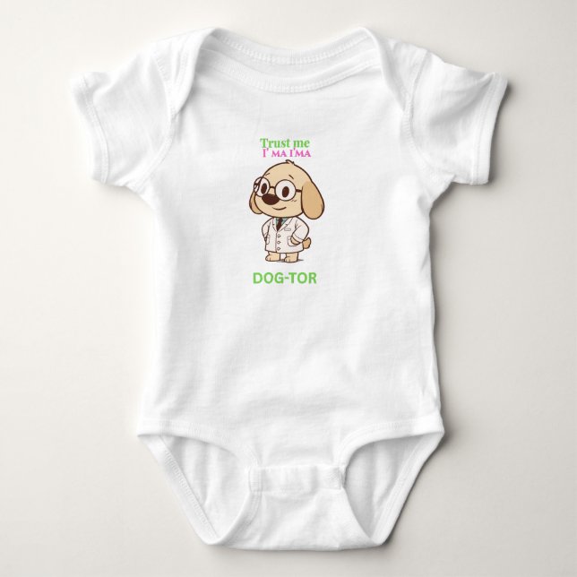 Cute Funny Dog-Tor Baby Bodysuit T Shirt (Framsida)